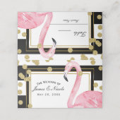 Carte De Placement Flamingo rose numéro de table noir blanc or (Extérieur déplié)