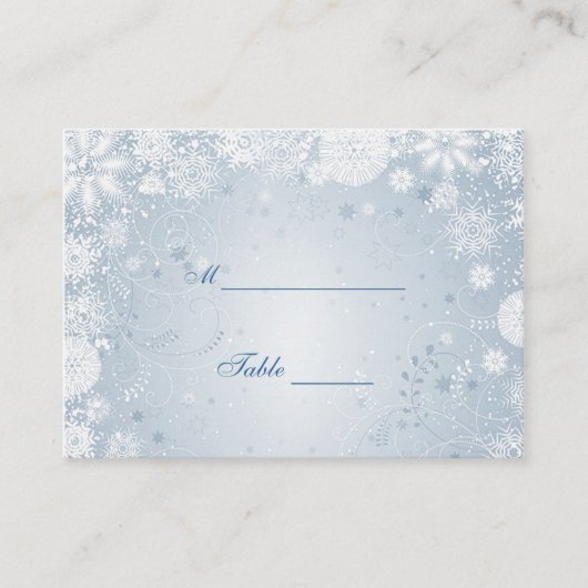 Carte De Placement Flammes de neige blanc argent bleu Table Place car (Devant)
