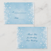 Carte De Placement Flammes de neige blanches sur la table bleue (Devant / Derrière)