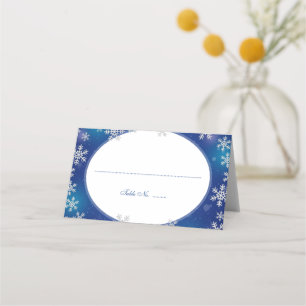 Carte De Placement Flammes de neige brillantes Bleu Blanc hiver plié