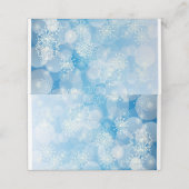 Carte De Placement Flammes de neige de Noël sur un arrière - plan ble (Extérieur déplié)