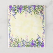 Carte De Placement Fleur aquarelle violette sur nom jaune (Extérieur déplié)