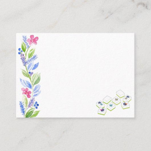 Carte De Placement Fleur d'aquarelle Mahjong (Devant)