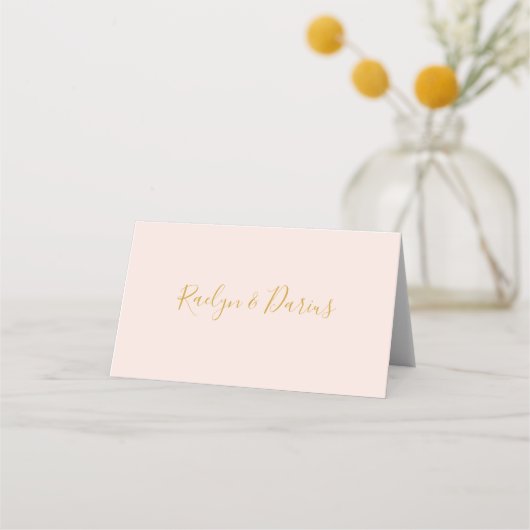 Carte De Placement Fleur de Blush Élégant | Carte de Repas Pliée Past (Dos)