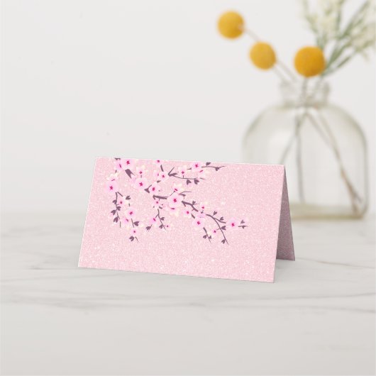 Carte De Placement Fleur de cerisier Fleur Parties scintillant rose F (Dos)