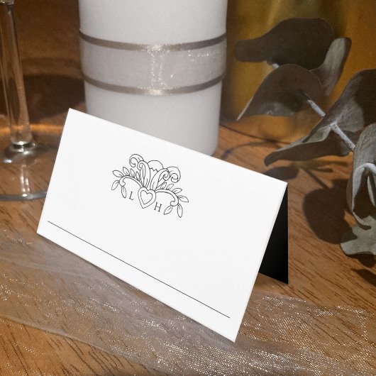 Carte De Placement Fleur de lis table mariage noir et blanc