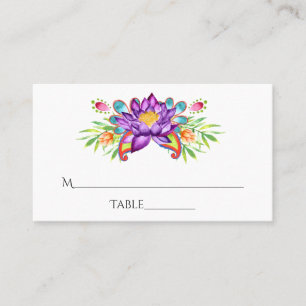Carte De Placement Fleur de lotus indien aquarelle