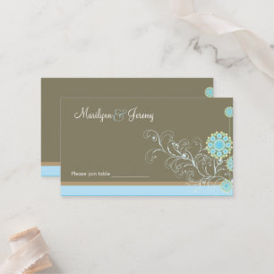 Carte De Placement Fleur de neige bleue Whimsical Flûtes d'hiver Mari