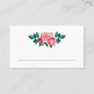 Carte De Placement Fleur de roses roses aquarelle. Mariage floral ros