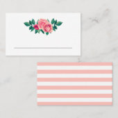 Carte De Placement Fleur de roses roses d'aquarelle. Mariage floral (Devant / Derrière)