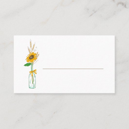 Carte De Placement Fleur de soleil rustique Fête de mariage fleurie j (Devant)