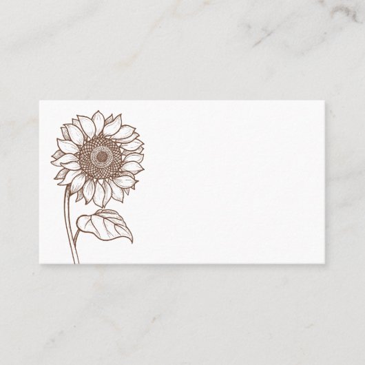 Carte De Placement Fleur de Tournesol Floral Marron Pays Mariage (Devant)
