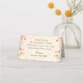 Carte De Placement Fleur élégante 90 ans Fête Florale 90e anniversair (Dos)