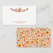 Carte De Placement Fleur florale moderne Motif Thanksgiving (Devant / Derrière)