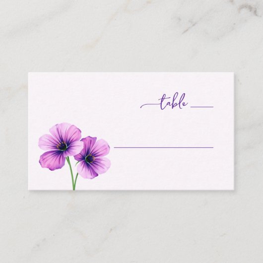 Carte De Placement Fleur Pourpre Sereine (Devant)