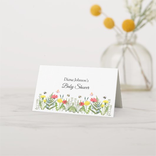 Carte De Placement fleur sauvage baby shower (Devant)