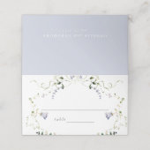 Carte De Placement Fleur sauvage Bleu Aquarelle Mariage élégant (Extérieur déplié)