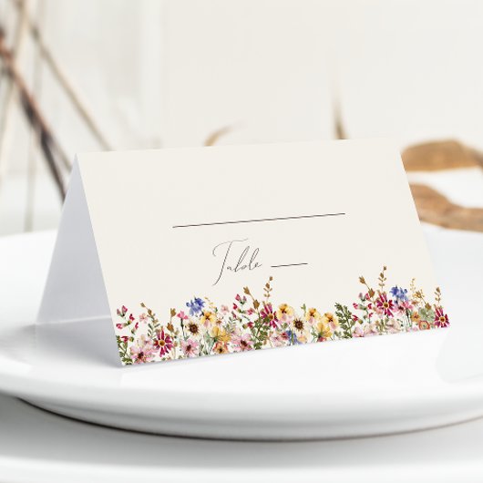 Carte De Placement Fleur sauvage coloré | Pré beige plié