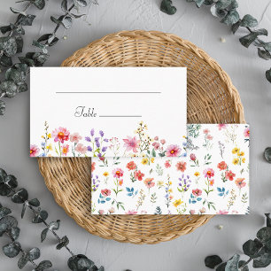 Carte De Placement Fleur sauvage d'aquarelle Mariage d'été du printem