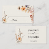 Carte De Placement Fleur sauvage d'automne Boho Mariage Nom d'hôte (Devant / Derrière)
