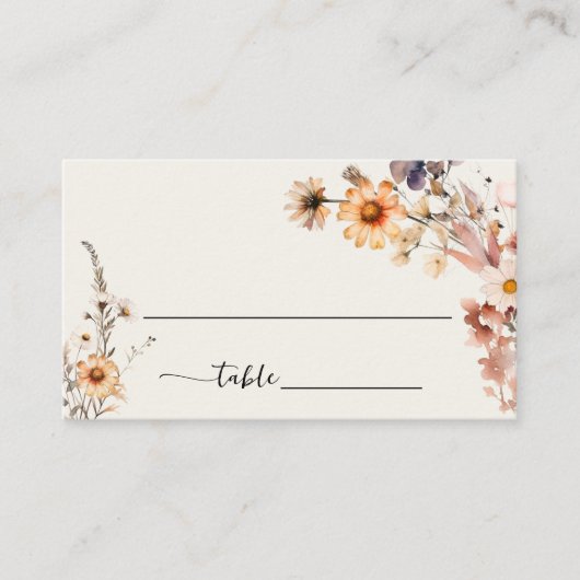 Carte De Placement Fleur sauvage d'automne Boho Mariage Nom d'hôte (Devant)