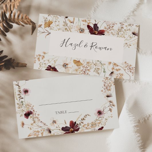 Carte De Placement Fleur sauvage de Cuivre Bourgogne | Mariage plat b