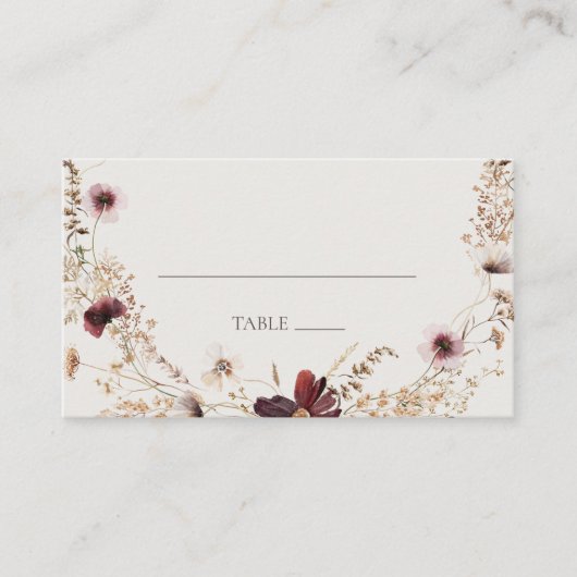 Carte De Placement Fleur sauvage de Cuivre Bourgogne | Mariage plat b (Devant)