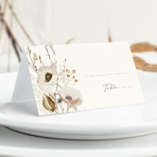 Carte De Placement Fleur Sauvage Fantaisiste   Mariage Plié Ivoire & 