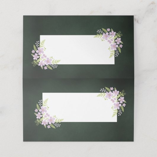 Carte De Placement Fleur sauvage & Fern sur Forest Green (Extérieur déplié)