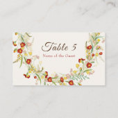 Carte De Placement Fleur sauvage Jaune Marigold Mariage de feuillage (Dos)