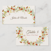 Carte De Placement Fleur sauvage Jaune Marigold Mariage de feuillage (Devant / Derrière)