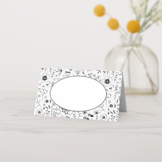Carte De Placement Fleur sauvage Monochrome Nom moderne (Devant)