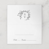 Carte De Placement Fleur sauvage Monogram Mariage Repas Option Place  (Extérieur déplié)