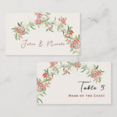 Carte De Placement Fleur sauvage rose Rose Spring Garland Mariage (Devant / Derrière)