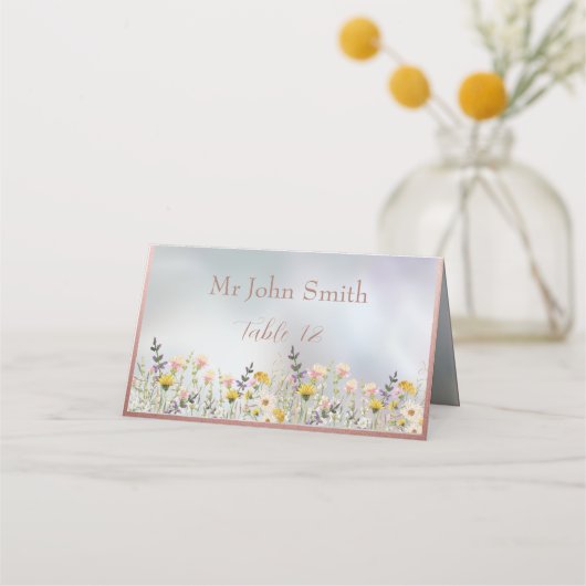 Carte De Placement Fleur sauvage rustique Pastel Garden Mariage (Devant)