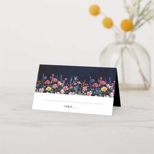 Carte De Placement Fleur sauvage Rustique Pays Boho Floral Marine Mar (Devant)
