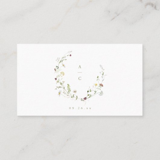 Carte De Placement Fleur sauvage Sage Green Rustic Boho Détails du Ma (Dos)