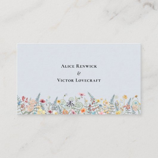 Carte De Placement Fleur sauvage simple Fern Dusty Blue Mariage plat (Dos)