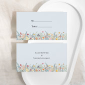 Carte De Placement Fleur sauvage simple Fern Dusty Blue Mariage plat