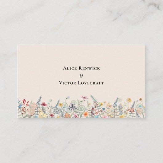 Carte De Placement Fleur sauvage simple Fern Mariage beige plat (Dos)