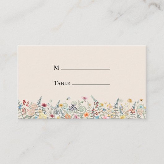 Carte De Placement Fleur sauvage simple Fern Mariage beige plat (Devant)