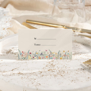 Carte De Placement Fleur sauvage simple Fern Mariage beige plié