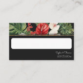 Carte De Placement Fleur tropicale et mariage foncé feuille (Devant)