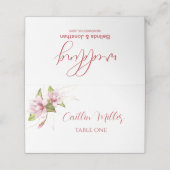 Carte De Placement Fleurs aquarelles Magnolias Mariage rustique (Extérieur déplié)