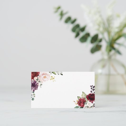 Carte De Placement Fleurs aquarelles rouges et violettes Boho (Debout devant)