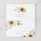 Carte De Placement Fleurs blanches de tournesol Mariage de verdure (Extérieur déplié)