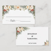 Carte De Placement Fleurs blanches d'hiver Mariage Plat (Devant / Derrière)