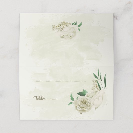 Carte De Placement Fleurs blanches d'ivoire mariage (Extérieur déplié)