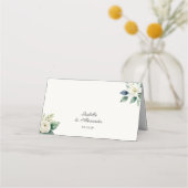 Carte De Placement Fleurs Blanches Élégantes et Verdure | Table de Ma (Dos)