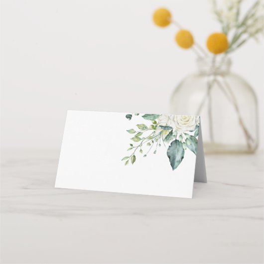 Carte De Placement Fleurs blanches Eucalyptus Baptême (Dos)